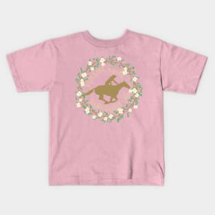 Run Like A Girl Dogwood Wreath Kids T-Shirt